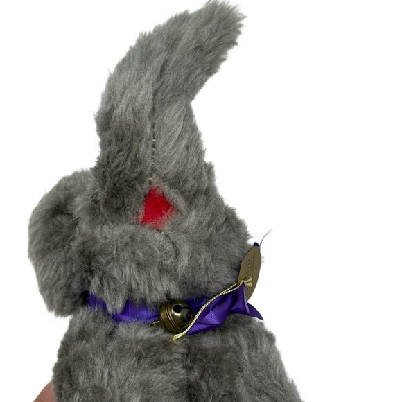 Vintage Dralon Elephant Plush 1950s-1970s German Made Glass Eyes Gray Soft Toy - Picture 10 of 16